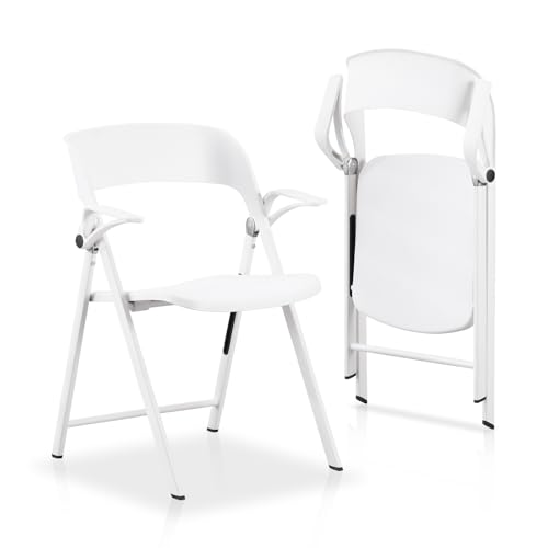 2 Pack White Plastic Folding Chair with Steel Frame C63398