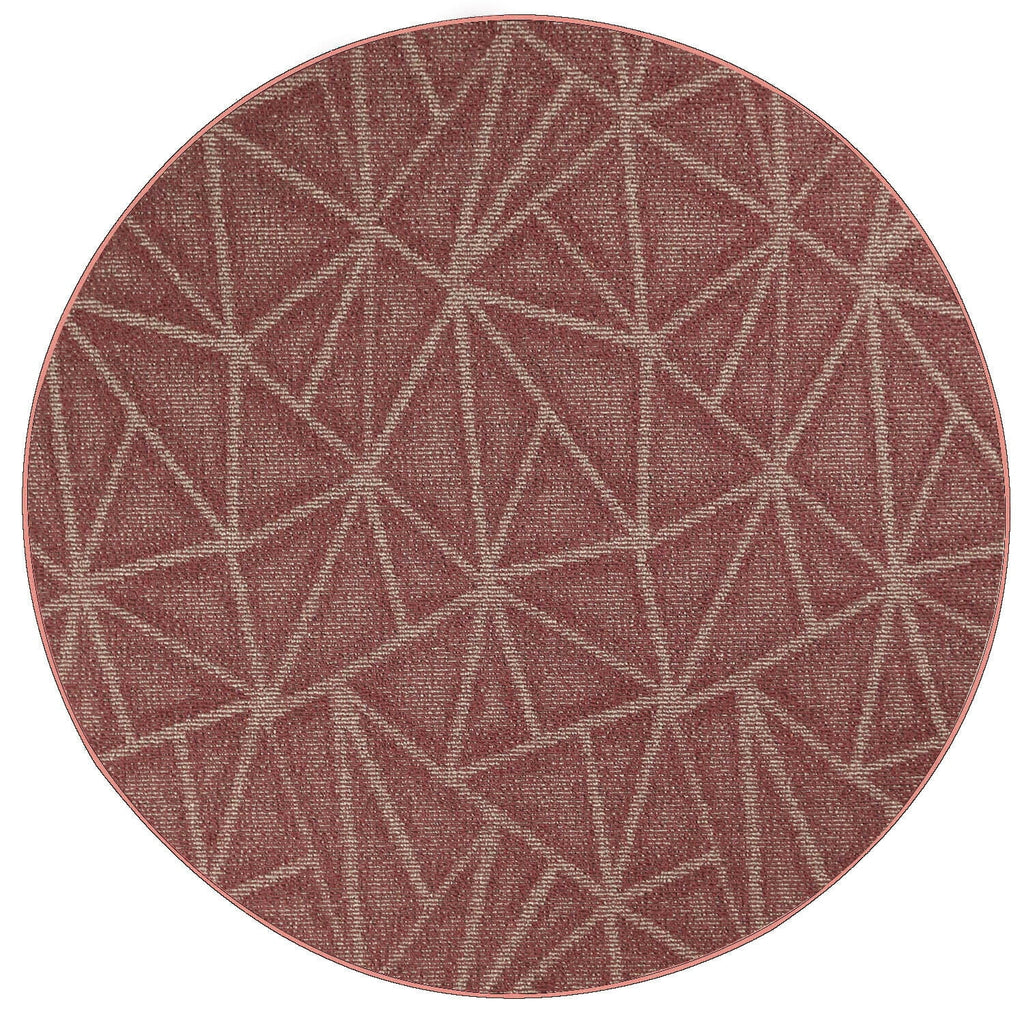Burgundy 12' Round Solid Color Indoor/Outdoor Rug L608780
