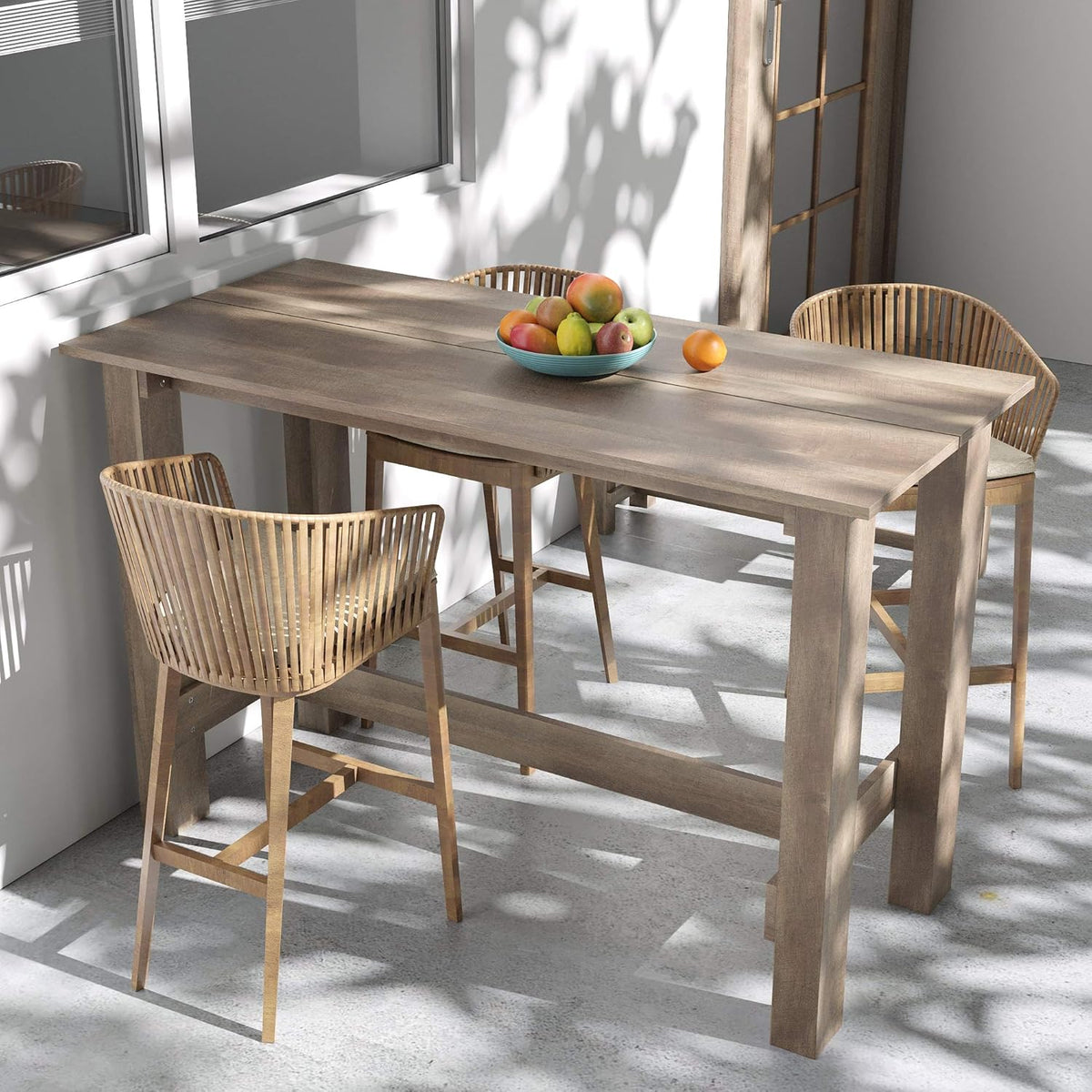 Counter Height Wooden Dining Table Light Brown S30547