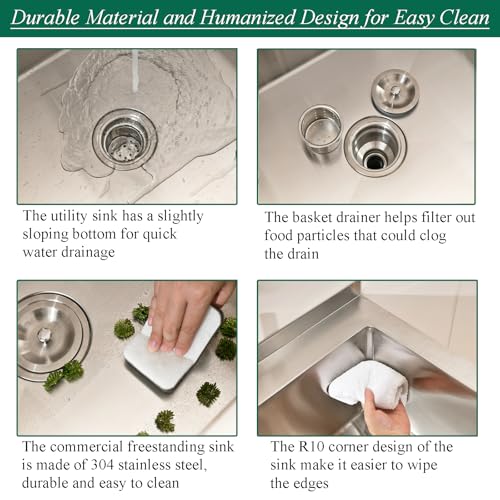 Stainless Steel Freestanding Utility Sink with Faucet N679328
