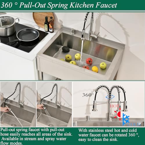 Stainless Steel Freestanding Utility Sink with Faucet N679328
