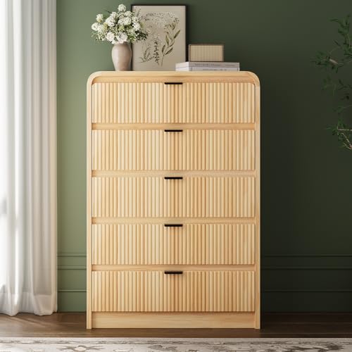 Natural Oak 5 Drawer Wood Dresser U507