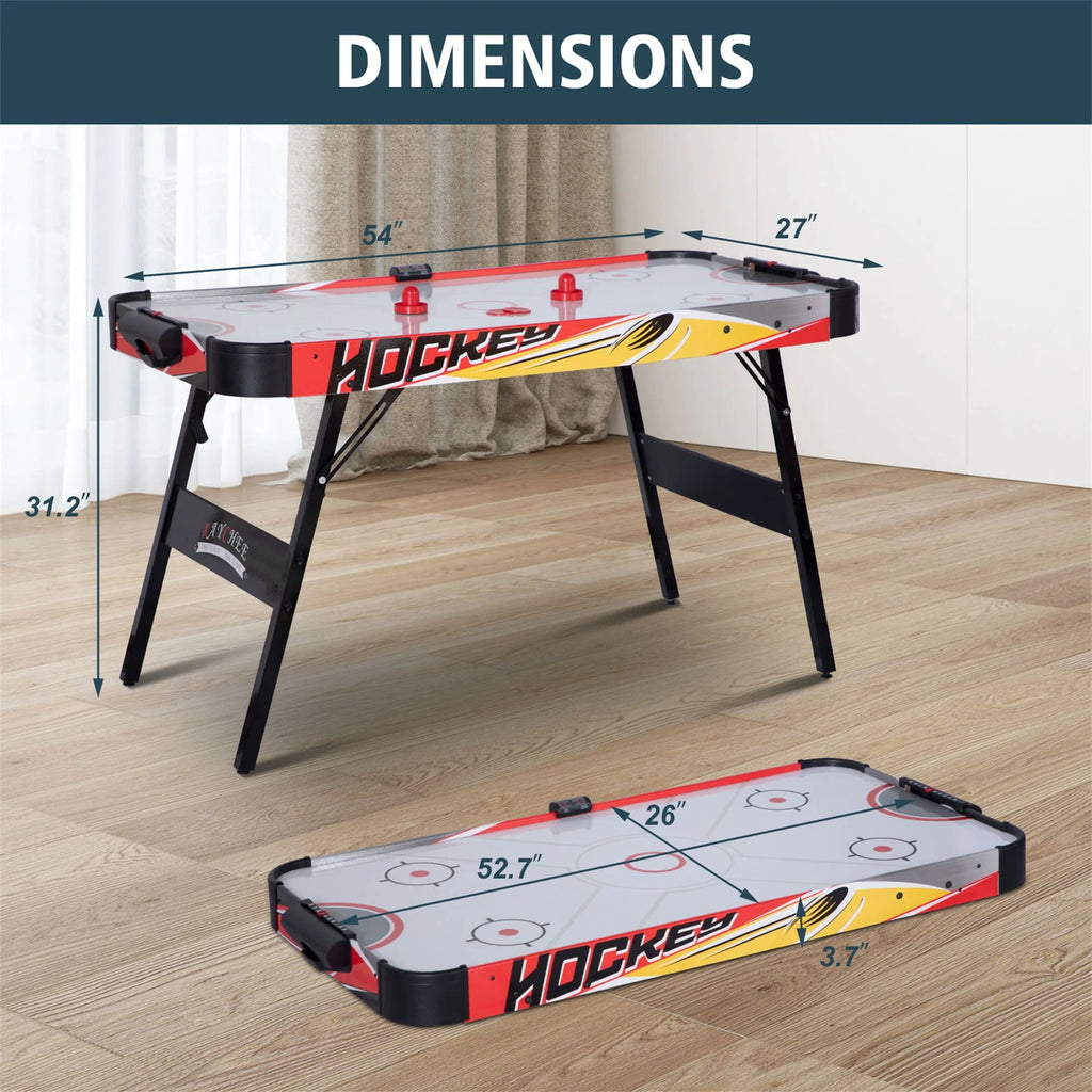 54in Folding Air Hockey Table Gaming Set with 2 Pucks 2 Pushers C634