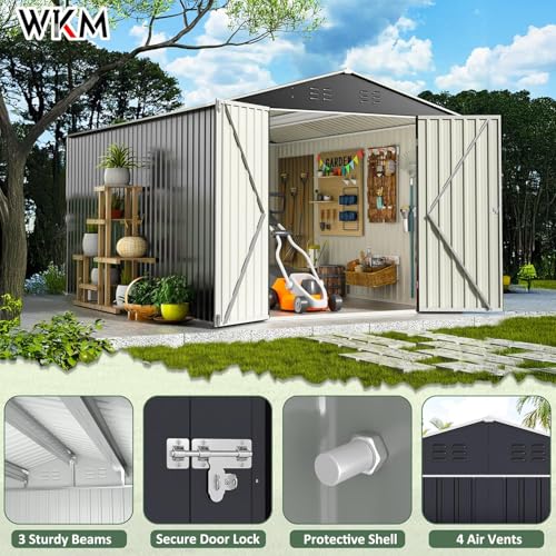 8x8 FT Metal Outdoor Storage Shed with Lockable Doors U5832