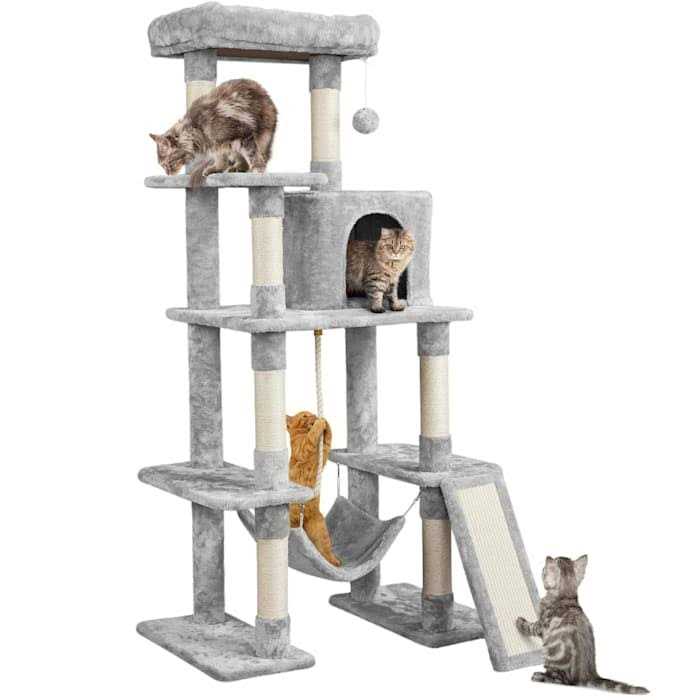 Gray 4-Level Cat Tree with Hammock Q742873