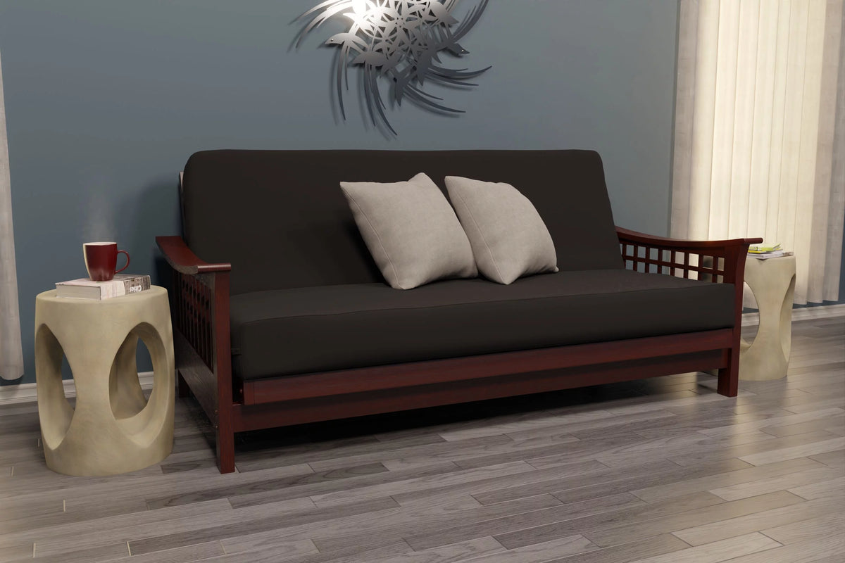 Wood Full Size Futon with Mattress O242827