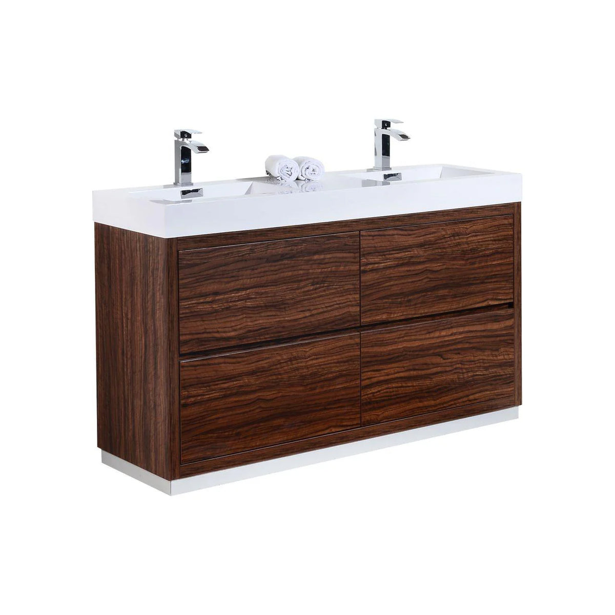 60 in. Double Sink Free Standing Walnut Bathroom Vanity G928603