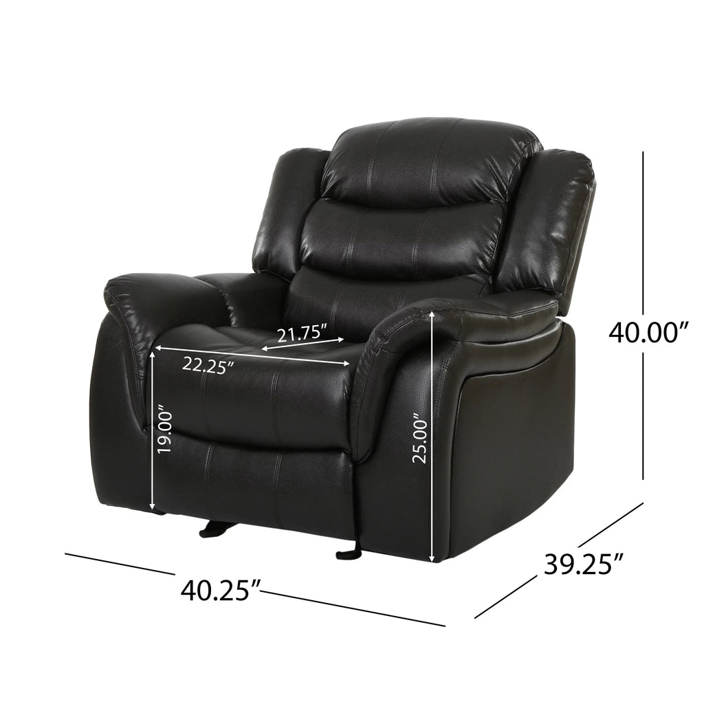 Black Faux Leather Recliner Glider Chair D46880