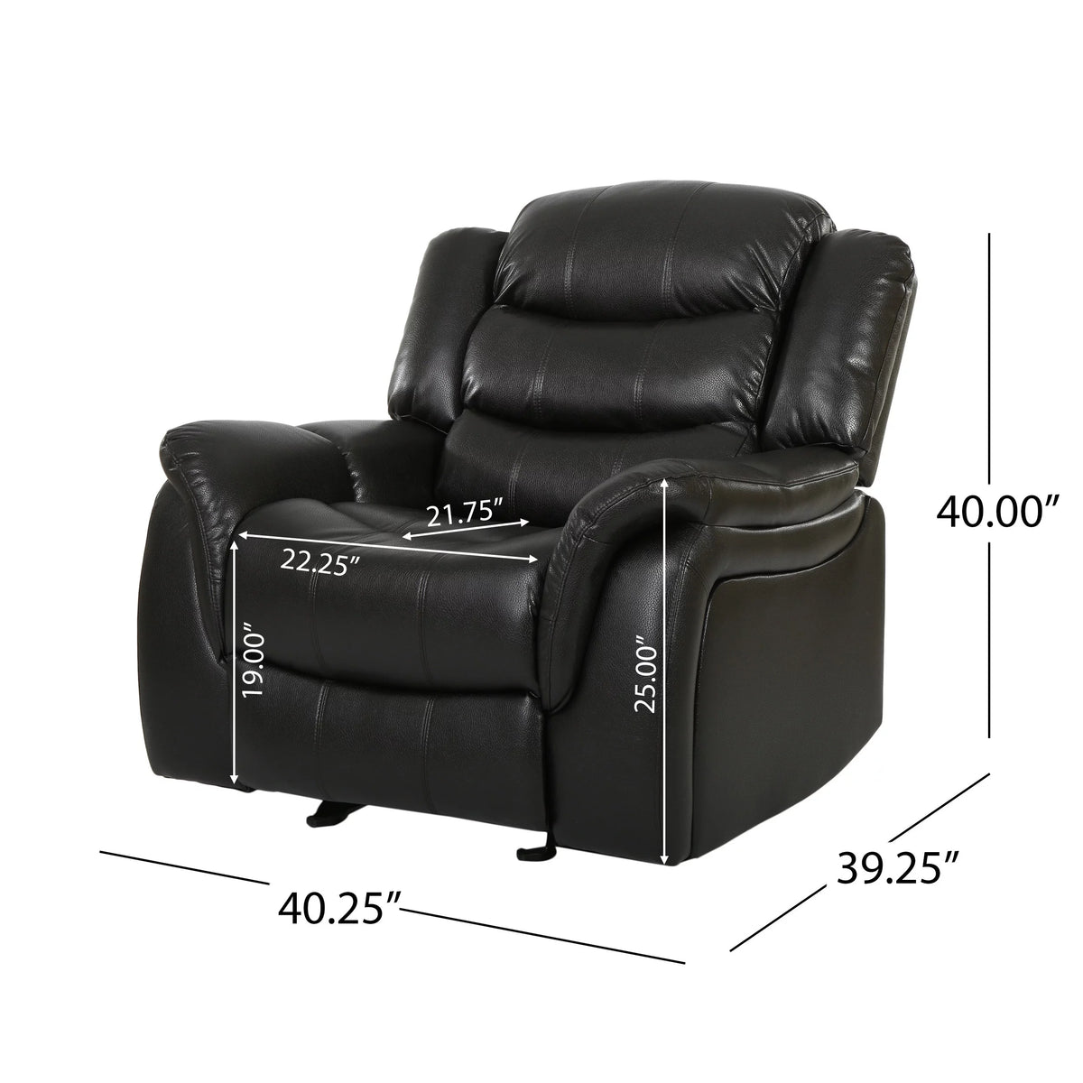 Black Faux Leather Recliner Glider Chair D46880