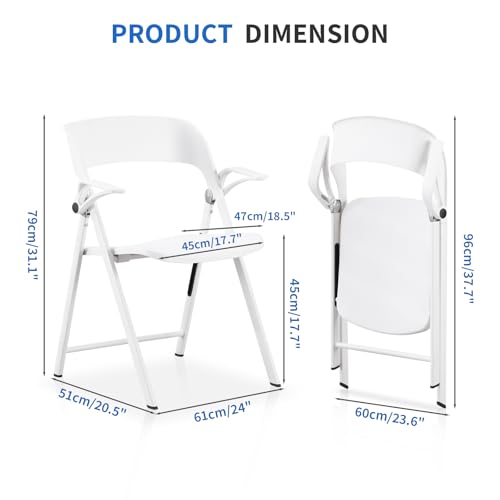 2 Pack White Plastic Folding Chair with Steel Frame C63398