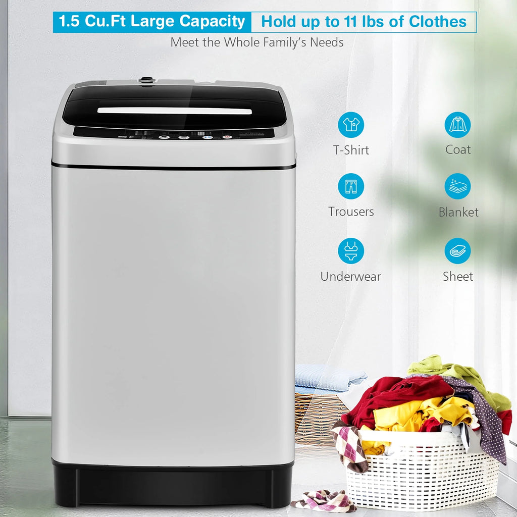 1.5 Cu.Ft 11 LBS Full-Automatic Washer & Dryer Grey V178