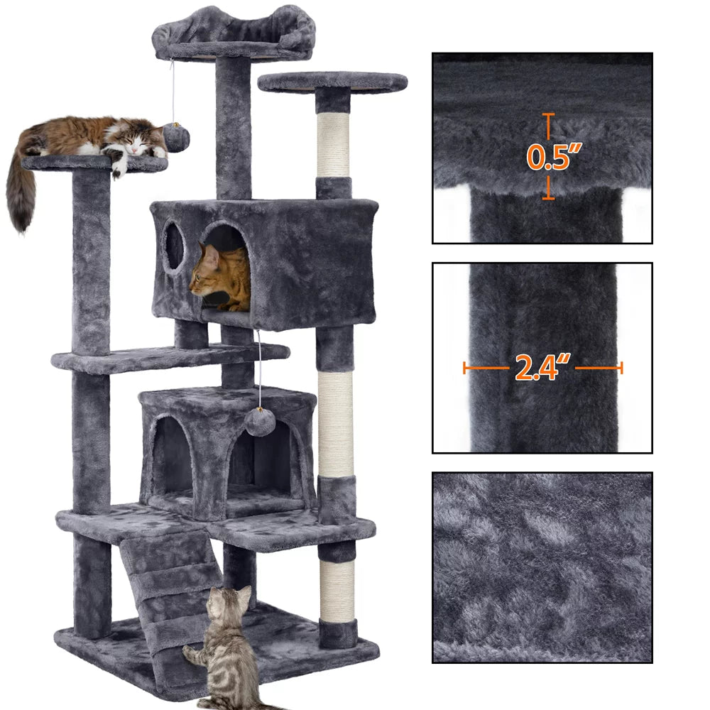 Dark Gray Cat Tree Condo with Scratching Post Tower V144128