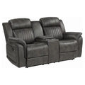 Gray Microfiber Double Reclining Loveseat I8313