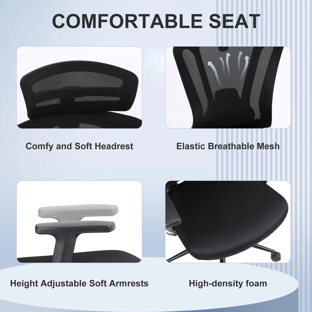 Black Mesh Ergonomic High Back Office Chair with Lumbar Support K478970