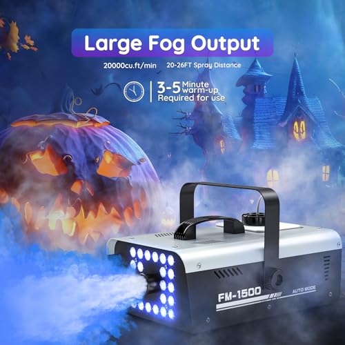 1500W Fog Machine with 24 LEDs Strobe Lights and Remote W465741