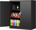 Black Metal Locking Storage Cabinet with 2 Doors and 2 Adjustable Shelves S9334