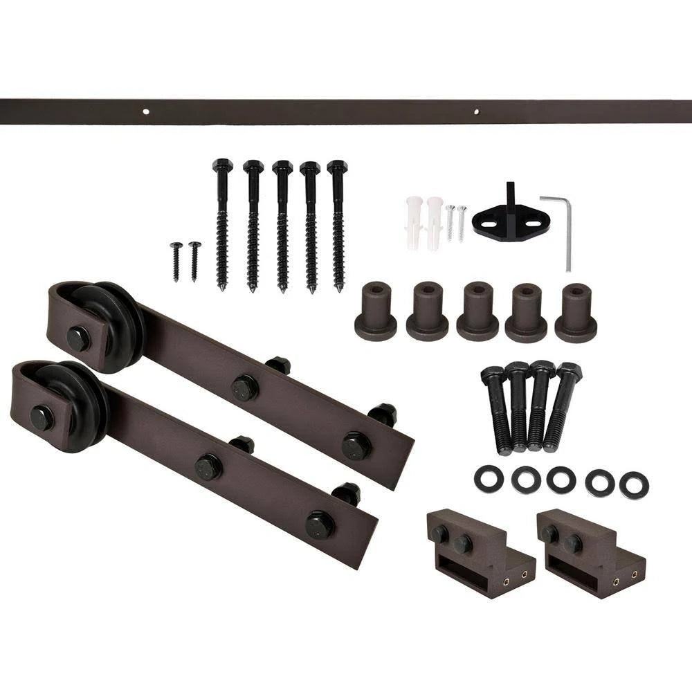 Stained Wood Sliding Barn Door with Hardware Kit V88112