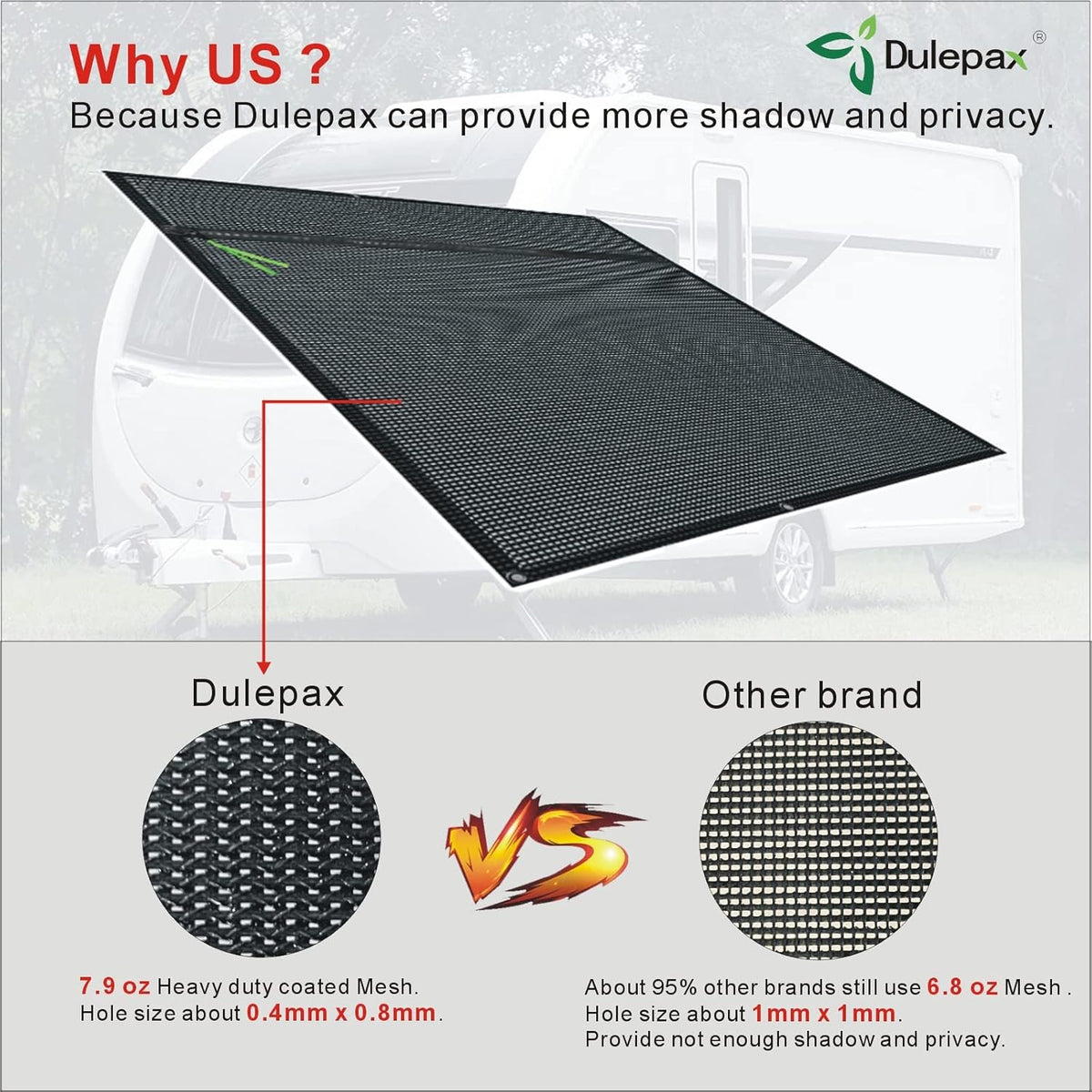 RV Awning Shade Screen with Zipper 8'X11'3'' O40300