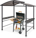 8'x5' Steel Frame Double-Tier Polycarbonate Top Grill Gazebo with Shelves H17904