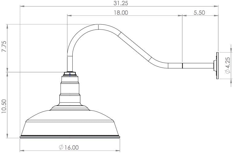 Gooseneck Barn Light with Wire Guard, Red B54003
