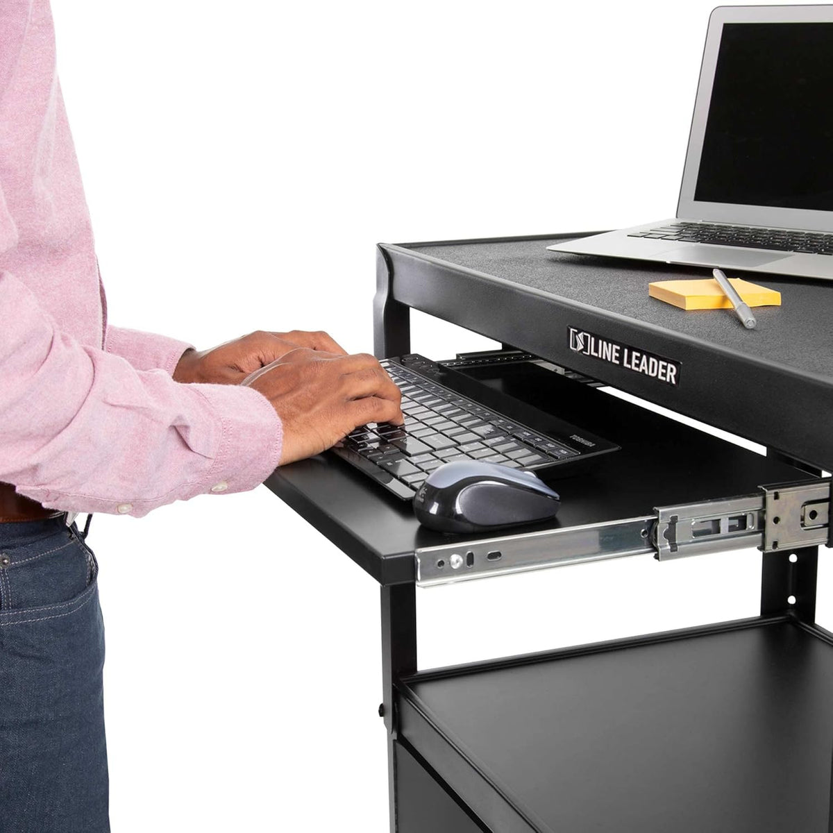 Black Height Adjustable AV Cart with Locking Cabinet I86542