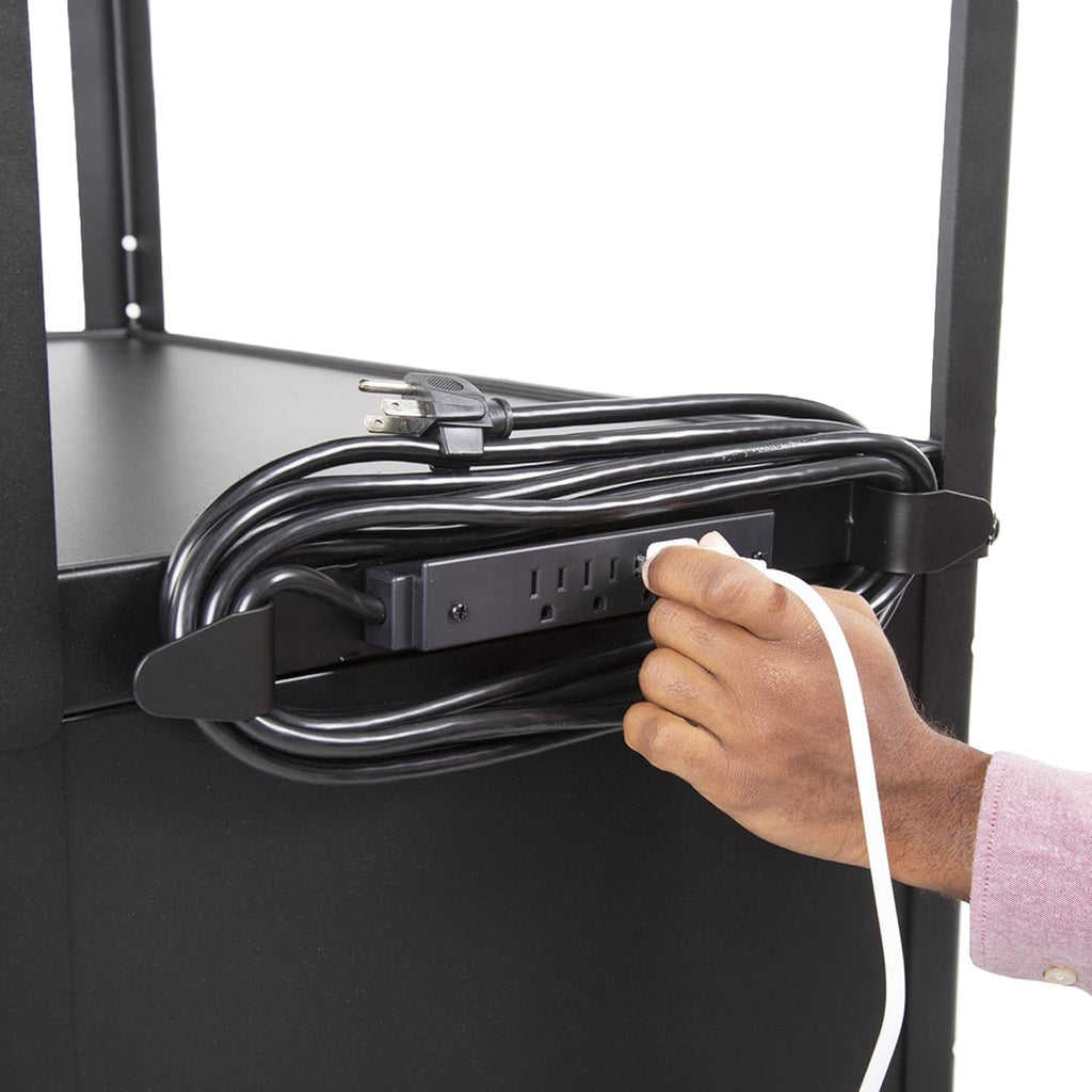 Black Height Adjustable AV Cart with Locking Cabinet I86542