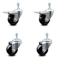 3 inch Hard Rubber Swivel Caster Set with 2 Lock Brakes F429