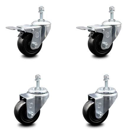 3 inch Hard Rubber Swivel Caster Set with 2 Lock Brakes F429