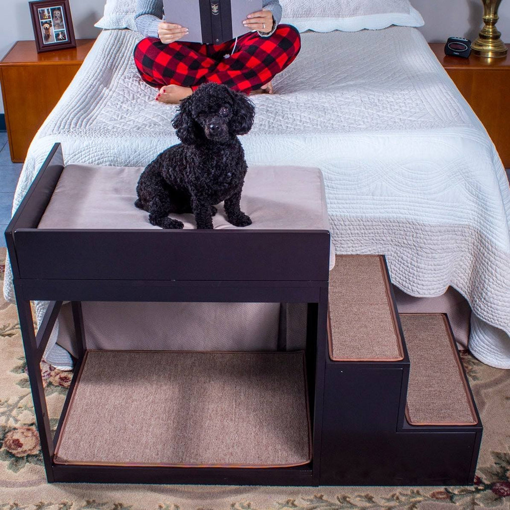 Brown Multi-Level Bed and Step System for Dogs Cats N332405