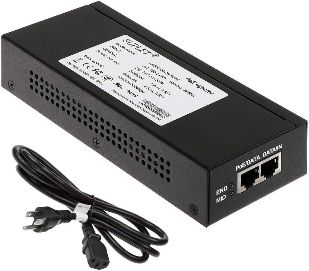 30W Gigabit Single Port Power Over Ethernet PoE Injector V6000