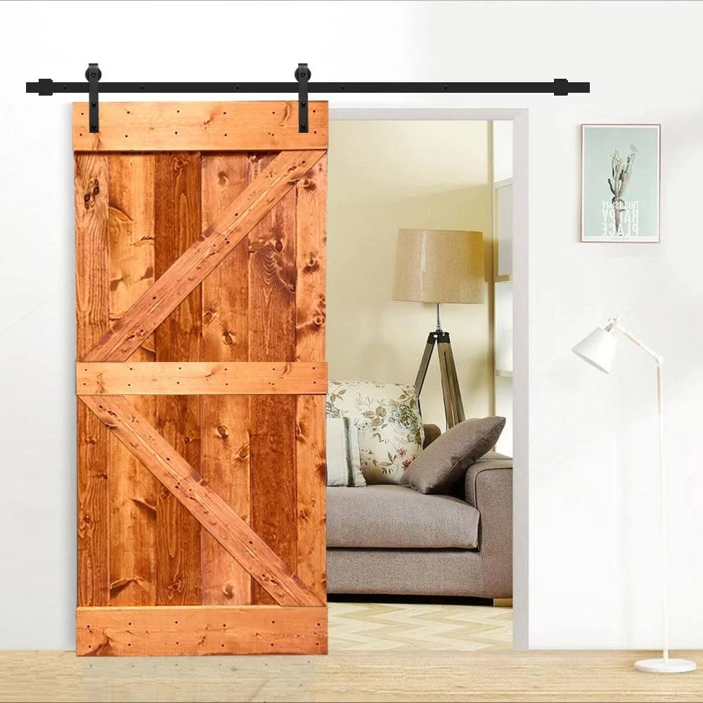 Stained Wood Sliding Barn Door with Hardware Kit V88112