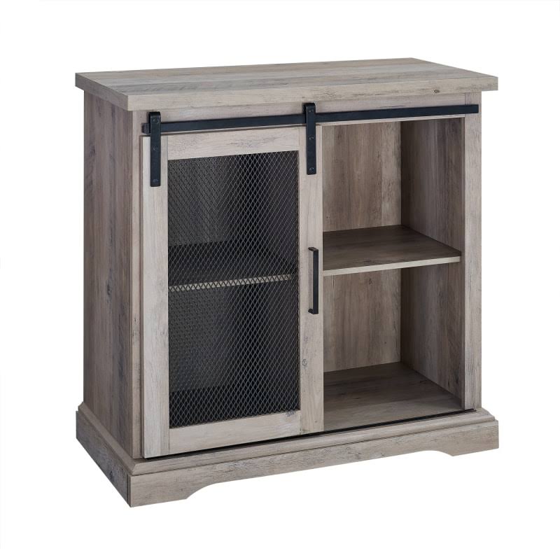 32x22 Two Shelf Laminate Metal Mesh Accent Cabinet O26511