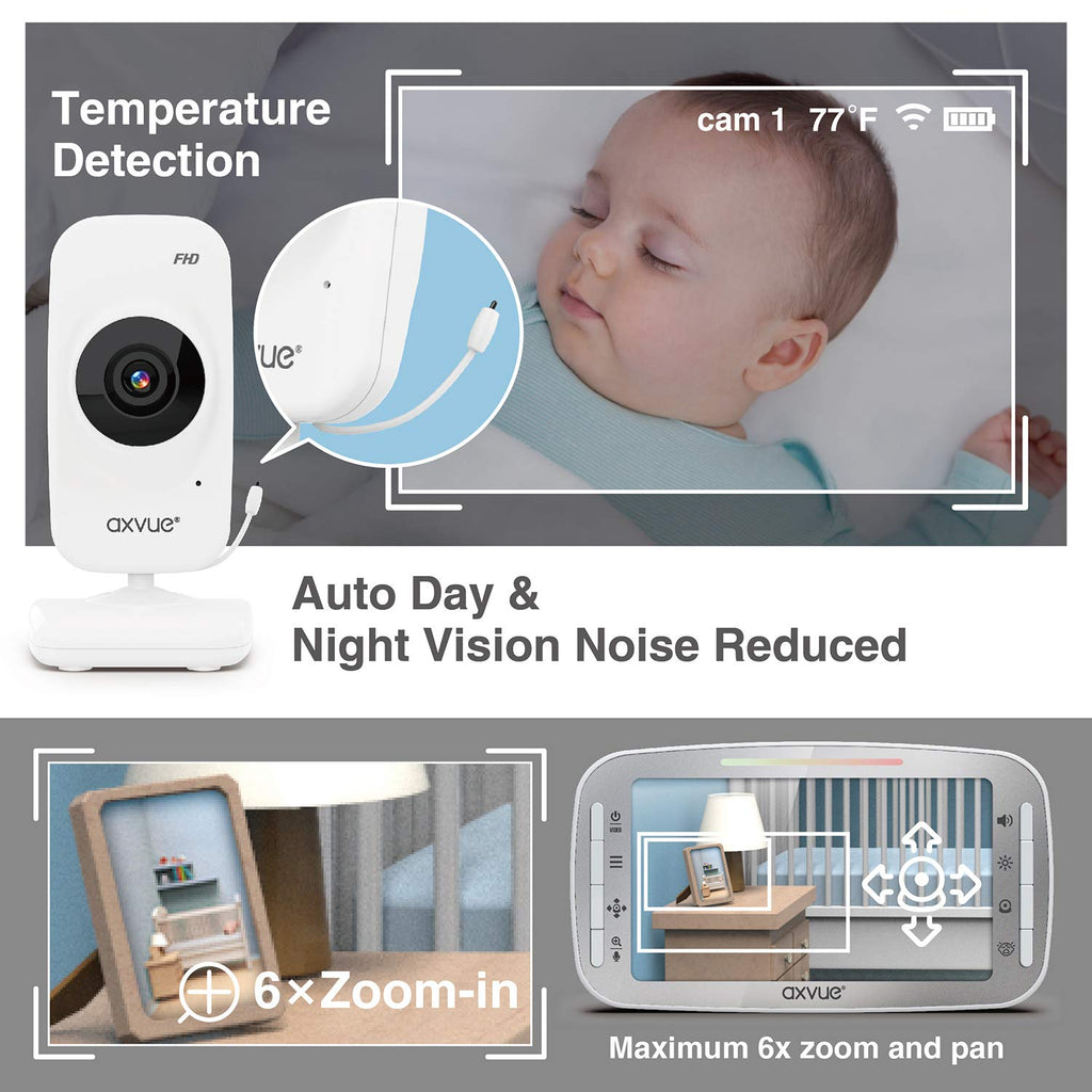 Video Baby Monitor, 1080P 5.5 HD Display, 2 HD Cams K7358