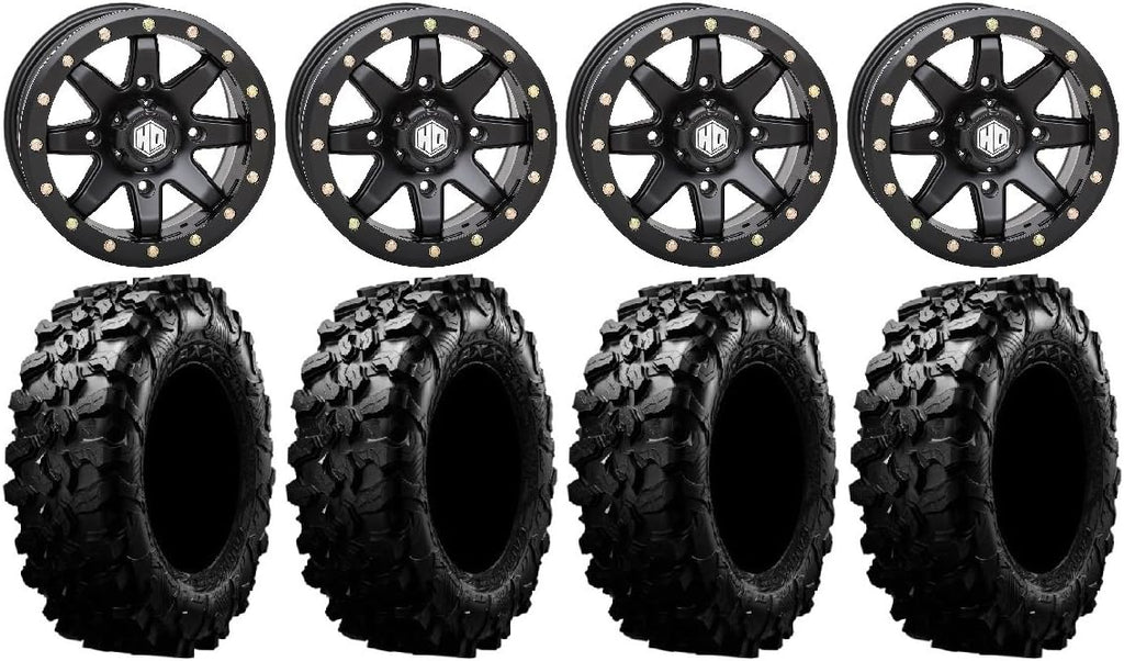 14 Beadlock Wheels and 32 Tires 4x156 Bolt Pattern 12mmx1.25 Lug Kit H1901