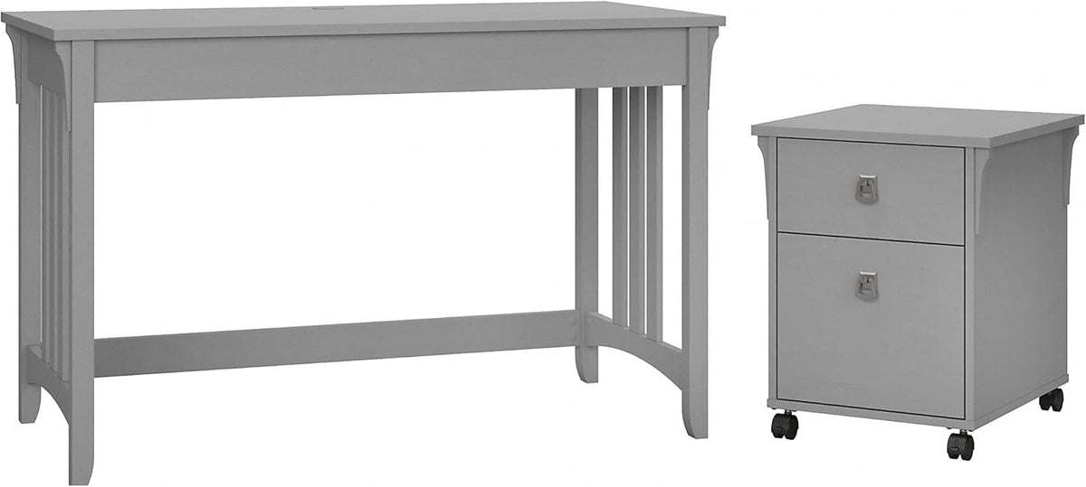 Cape Cod Gray Writing Desk with 2 Drawer File Cabinet V61829