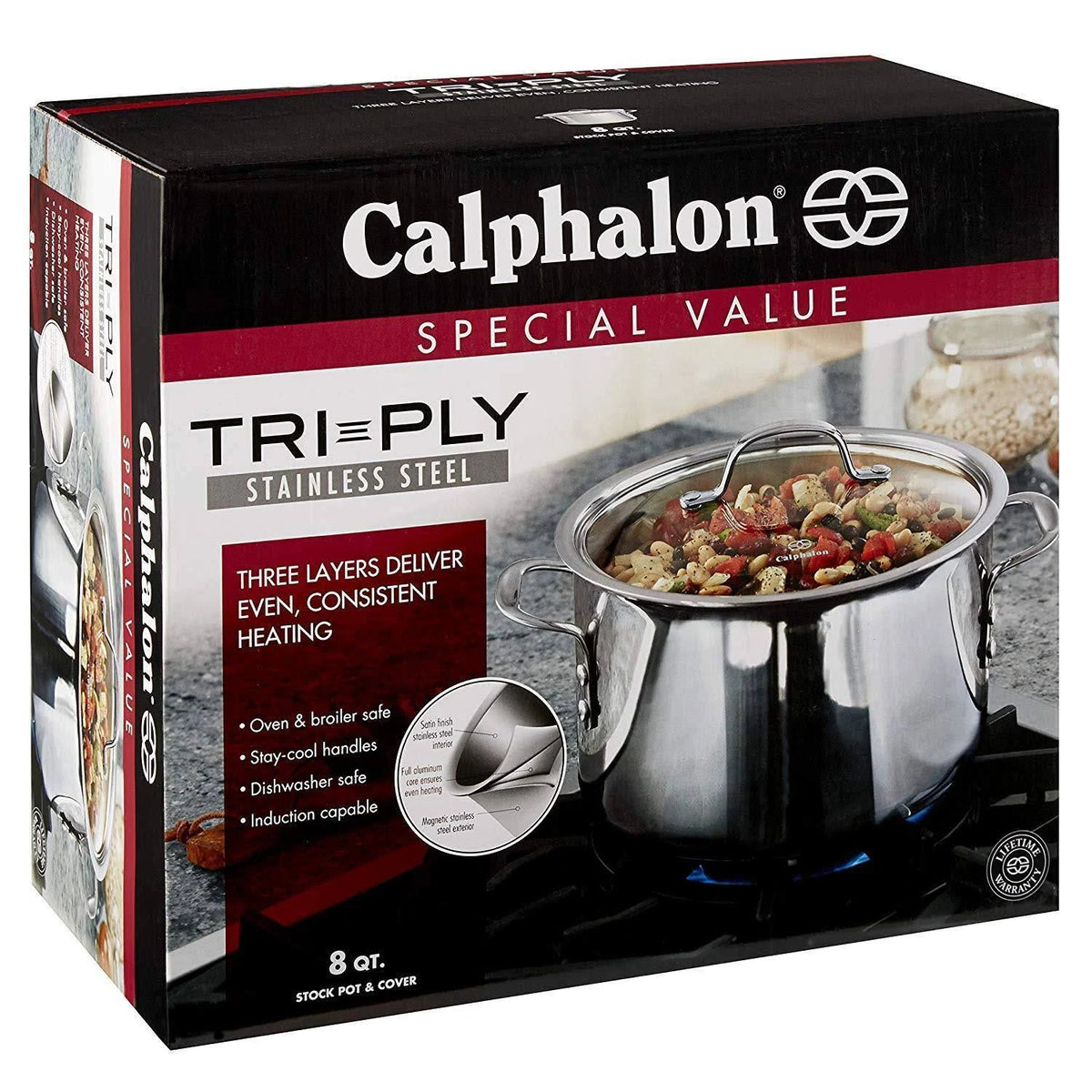 8-qt. Stainless Steel Tri-Ply Covered Stock Pot N537299