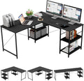 L Shaped Gaming Desk with Shelves 95.2 Inch Reversible Corner Computer Desk Y640
