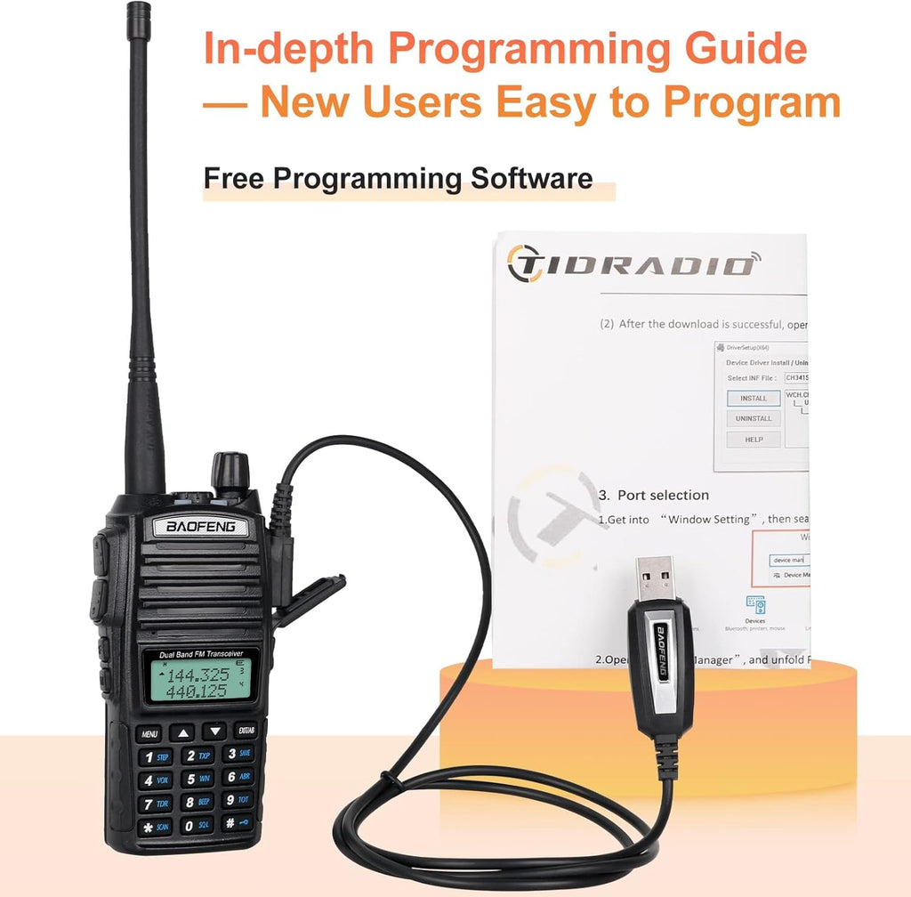 High Power 2 Way Radio with Programming Cable and Speaker Mic Pack of 2 K273
