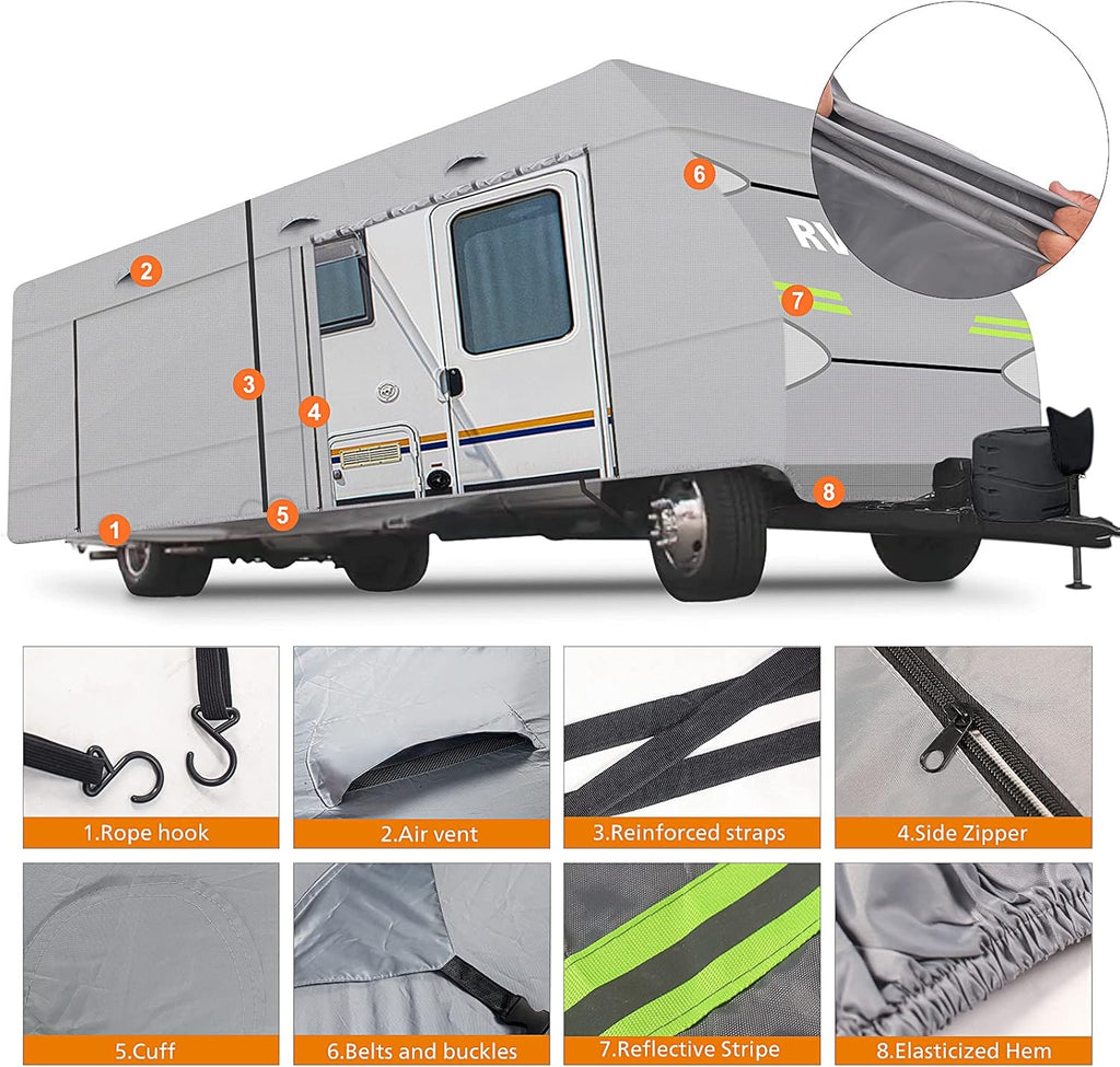 34'1 - 37' Breathable Waterproof RV Cover with Tire Covers G317