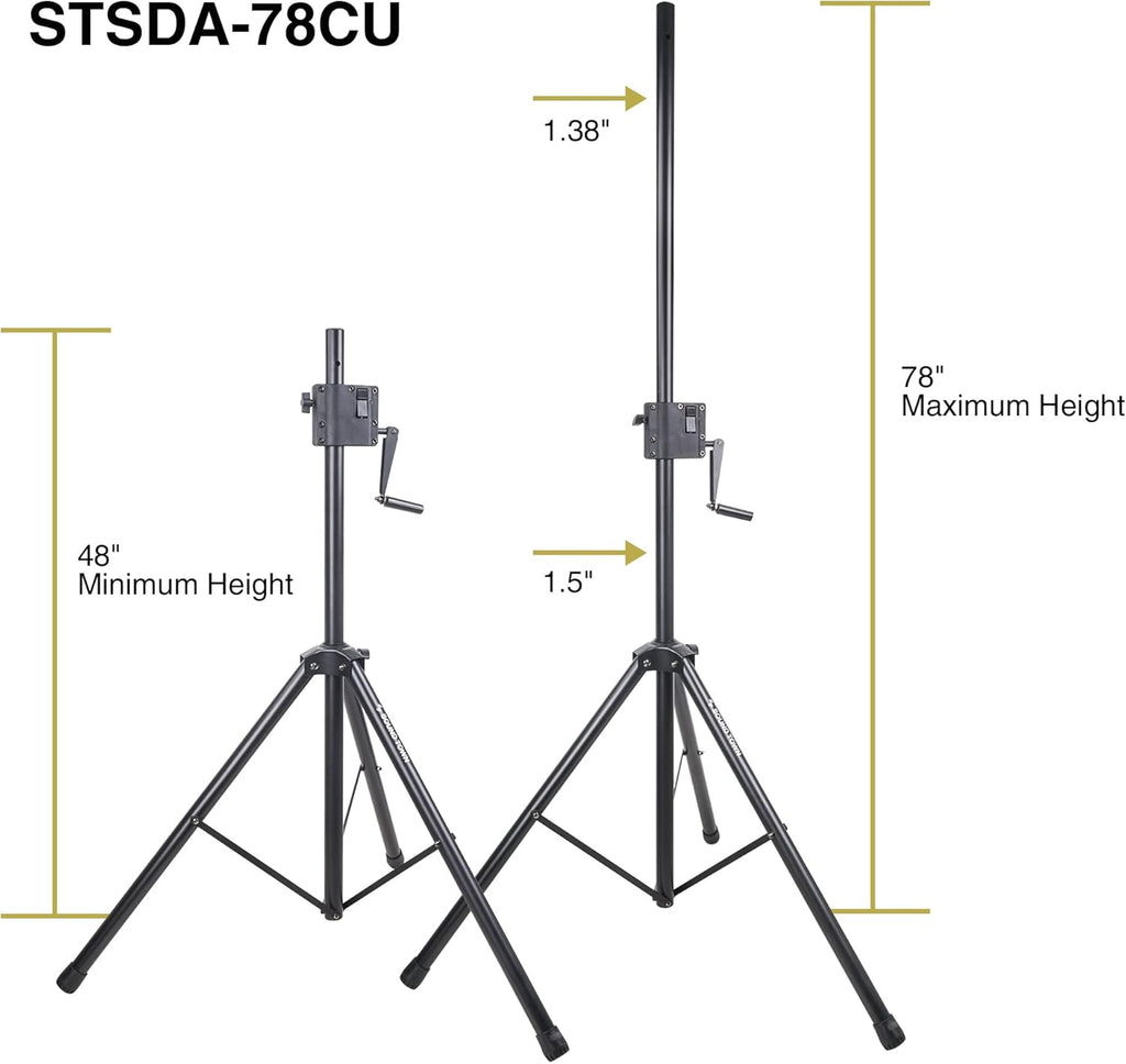 2-Pack Crank-Up Tripod Speaker Stands with Carry Bags I2420