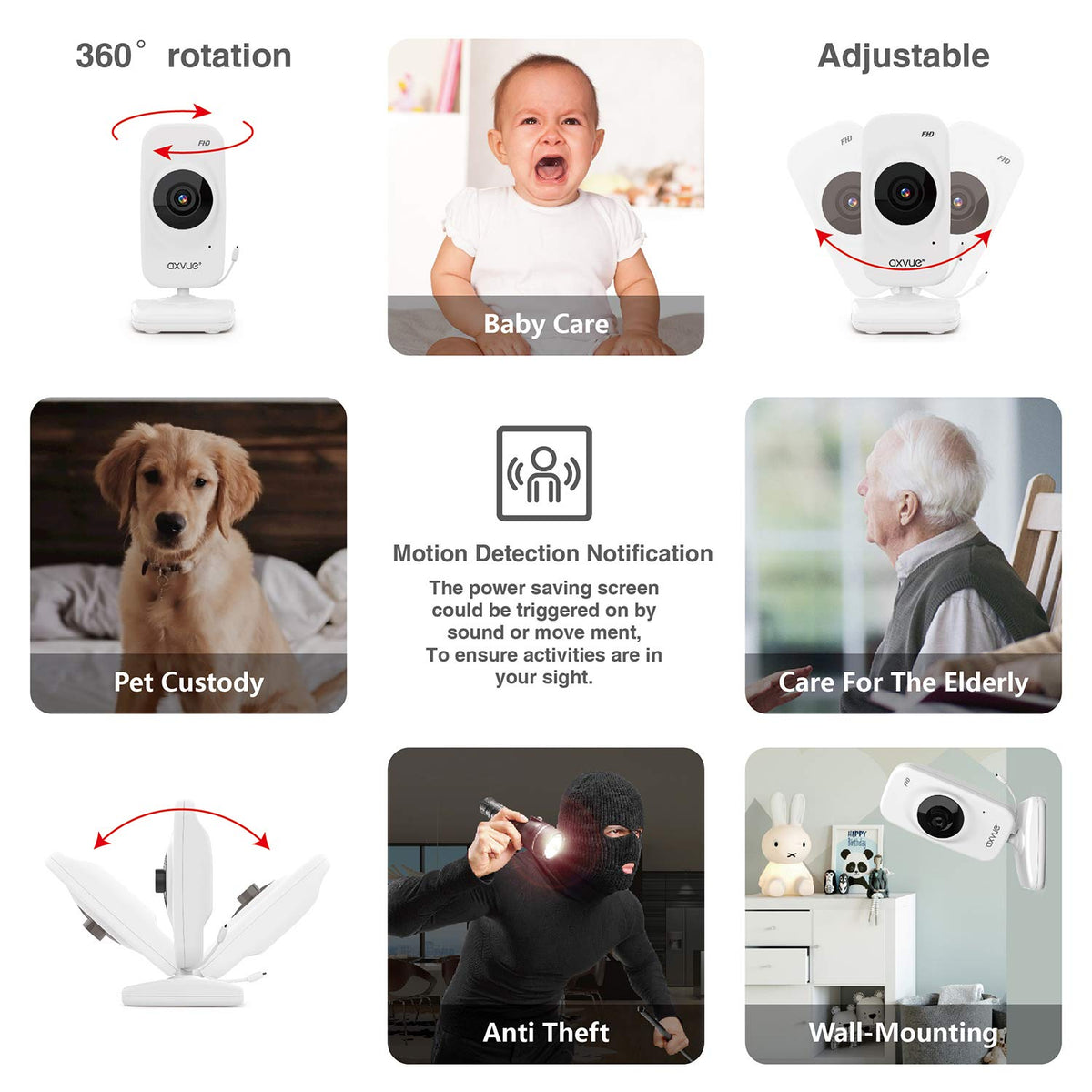Video Baby Monitor, 1080P 5.5 HD Display, 2 HD Cams K7358