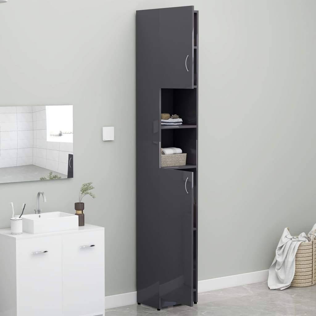Bathroom Cabinet High Gloss Gray Chipboard U460