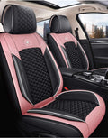 Leather Car Seat Covers 5 Seats Full Set Black Pink Q1523