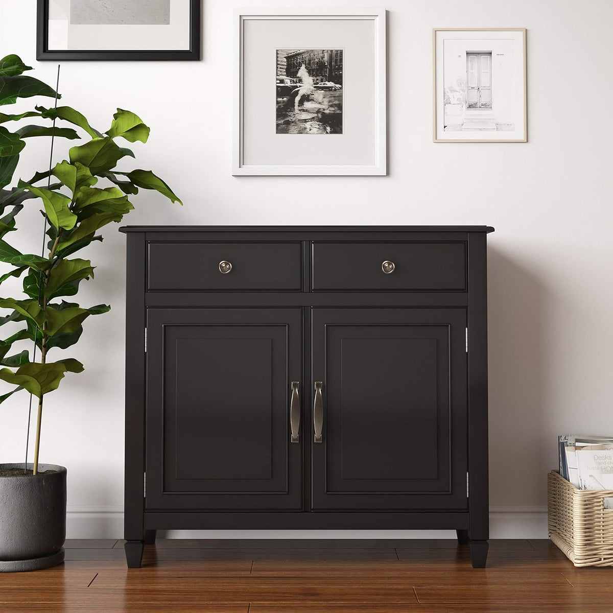 Light Golden Brown Solid Wood Storage Cabinet with 2 Drawers C836057