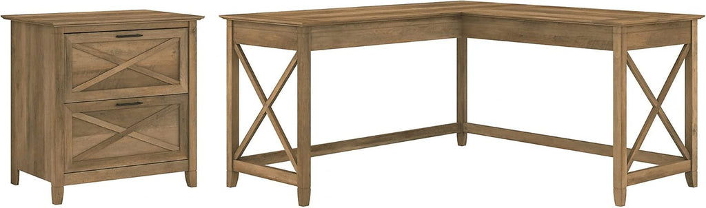 L Shaped Desk with 2 Drawer File Cabinet V14990