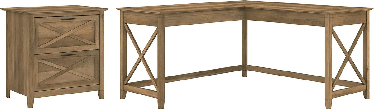 L Shaped Desk with 2 Drawer File Cabinet V14990