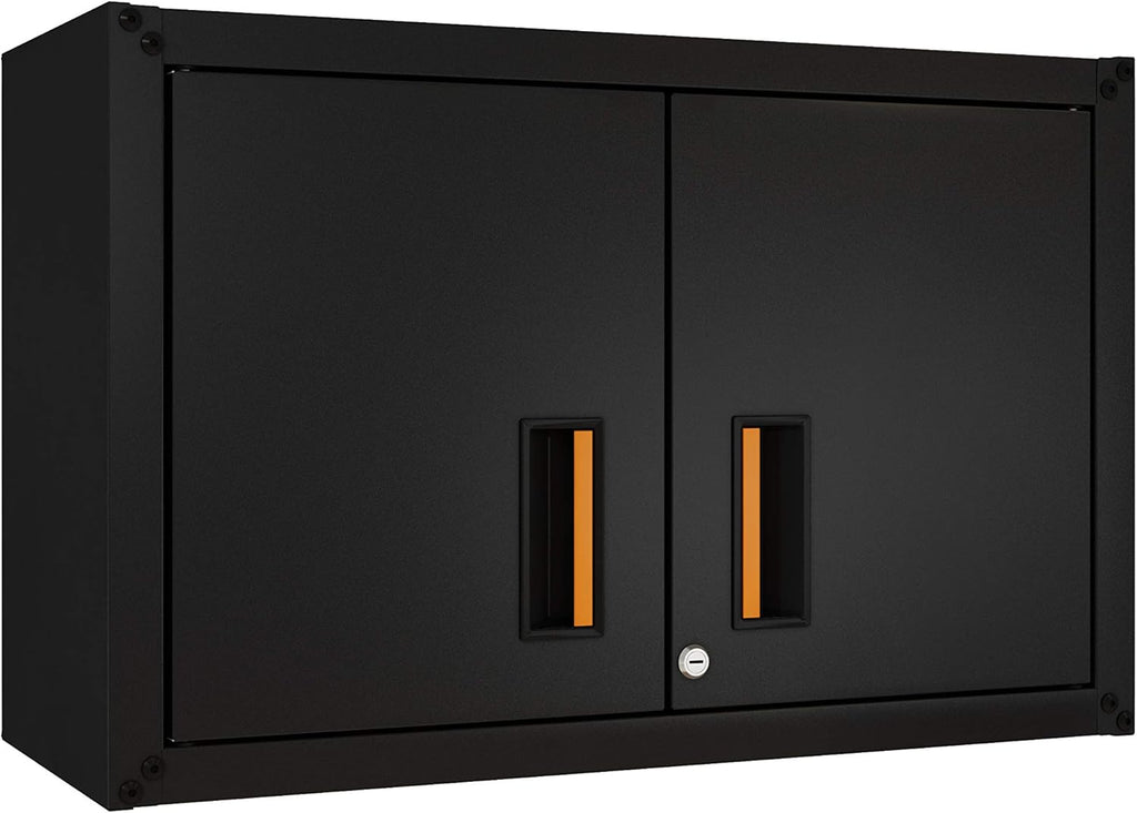 Small Wall Steel Cabinet 2 Doors Black D1275