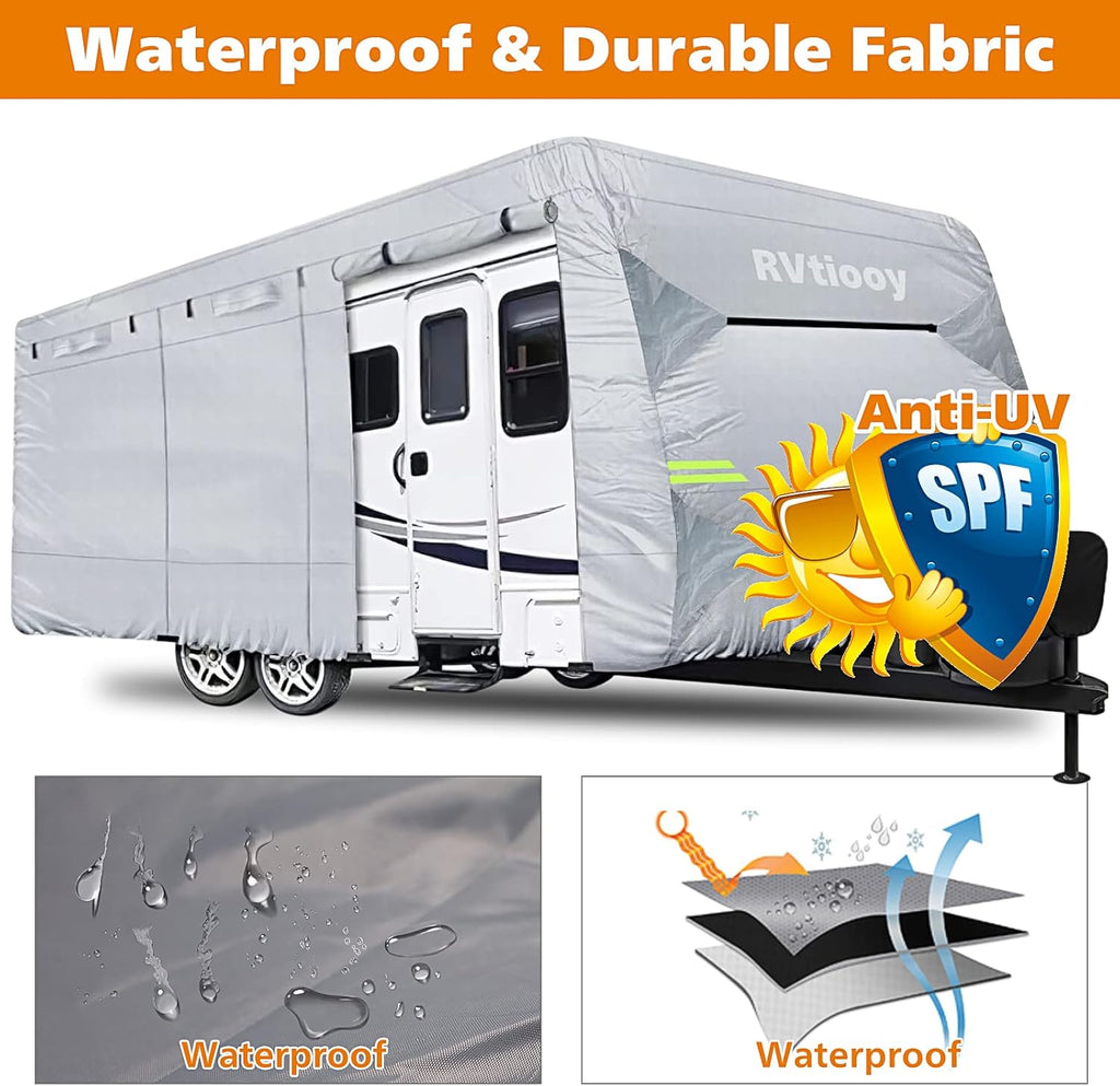 34'1 - 37' Breathable Waterproof RV Cover with Tire Covers G317
