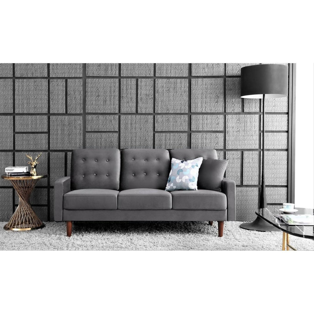 Blue Upholstered Button Tufted Sofa Q69712