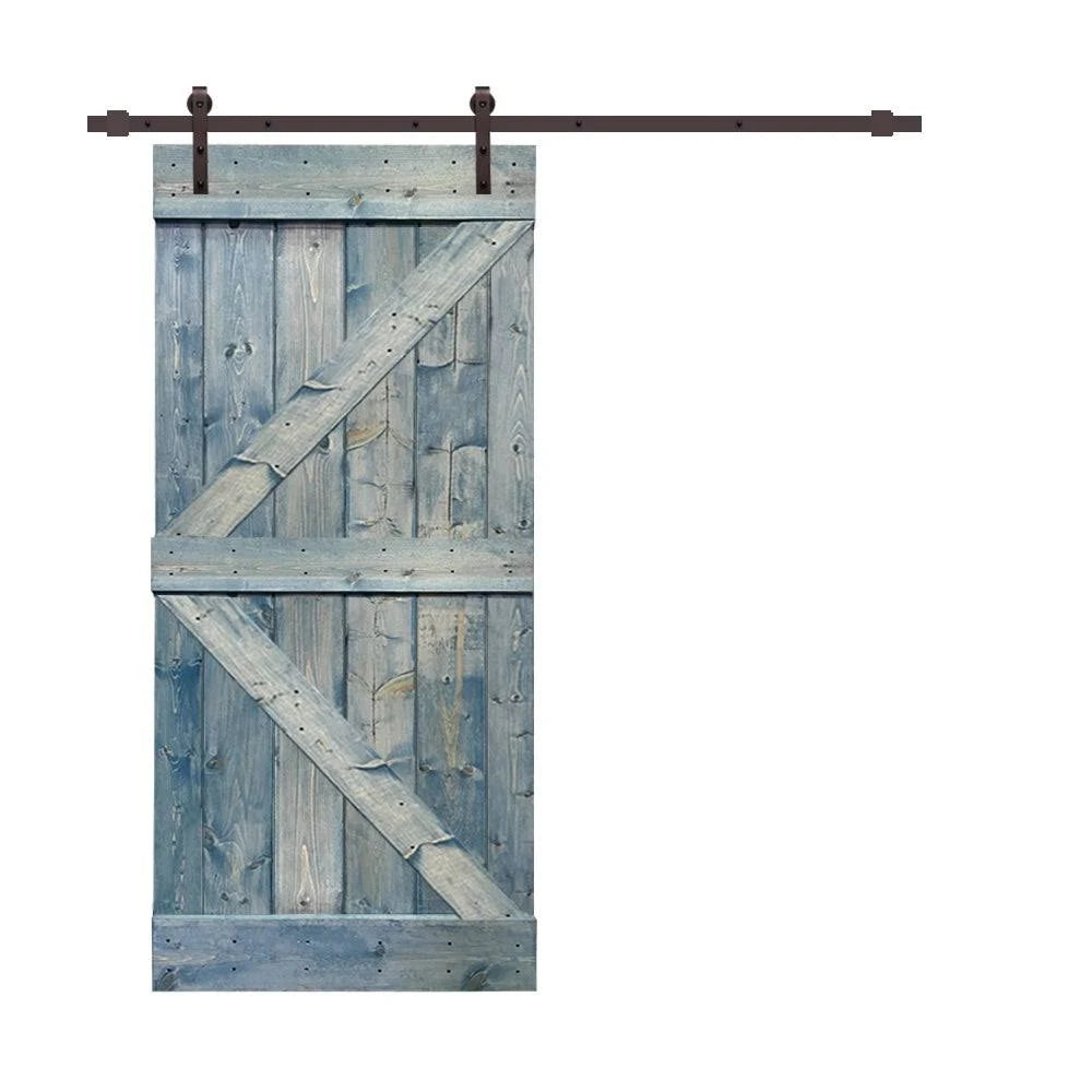 Stained Wood Sliding Barn Door with Hardware Kit V88112